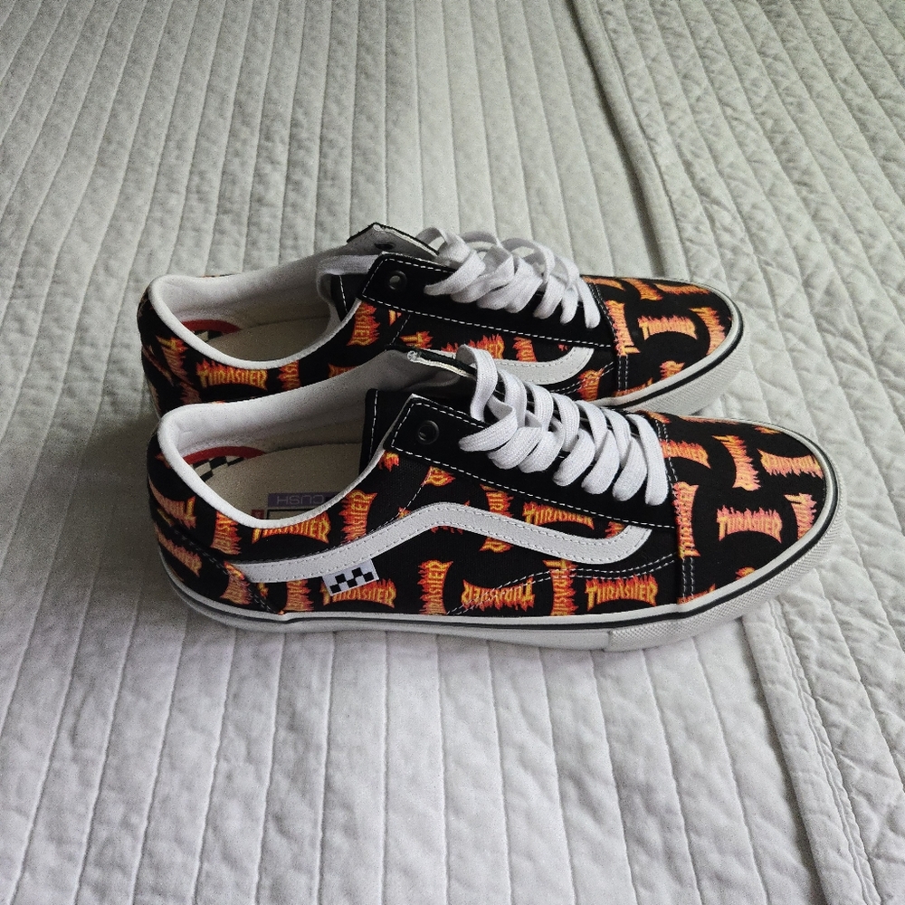 Vans Skate Old Skool Men Size 12 Thrasher Black Yellow Logo 012026 - Picture 5 of 9